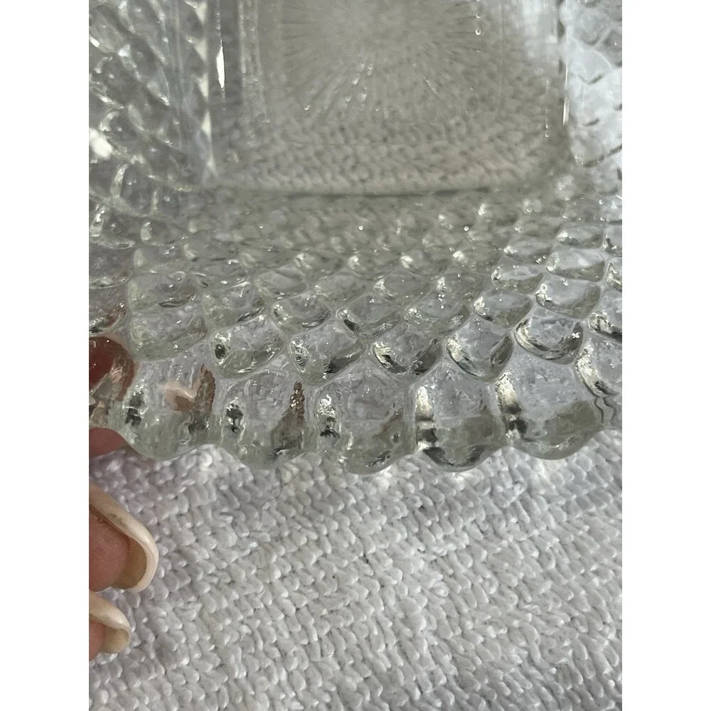 Vtg MCM Hobnail Pressed Glass Clear Dessert Nut Dishes Bowls Set‎ Of 8 Classic
